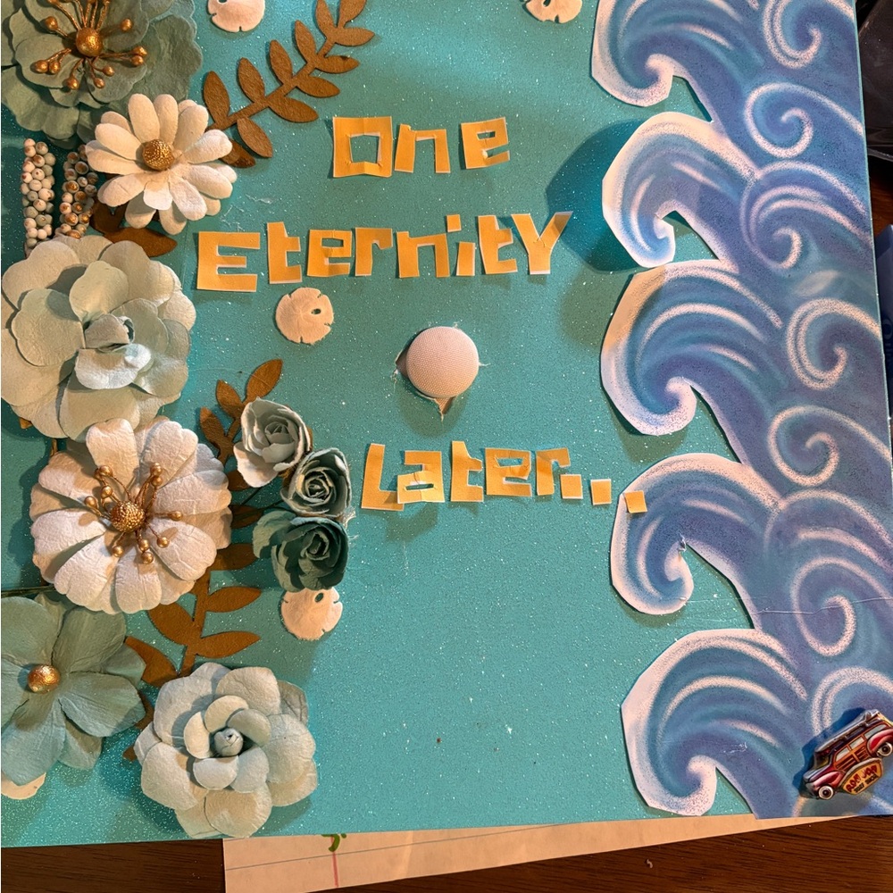 Floral Ocean-Themed graduation Cap